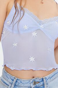 BLUE/CREAM Embroidered Floral Lace Mesh Cami, image 5
