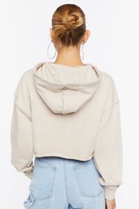 TAUPE French Terry Lace-Up Cropped Hoodie, image 3