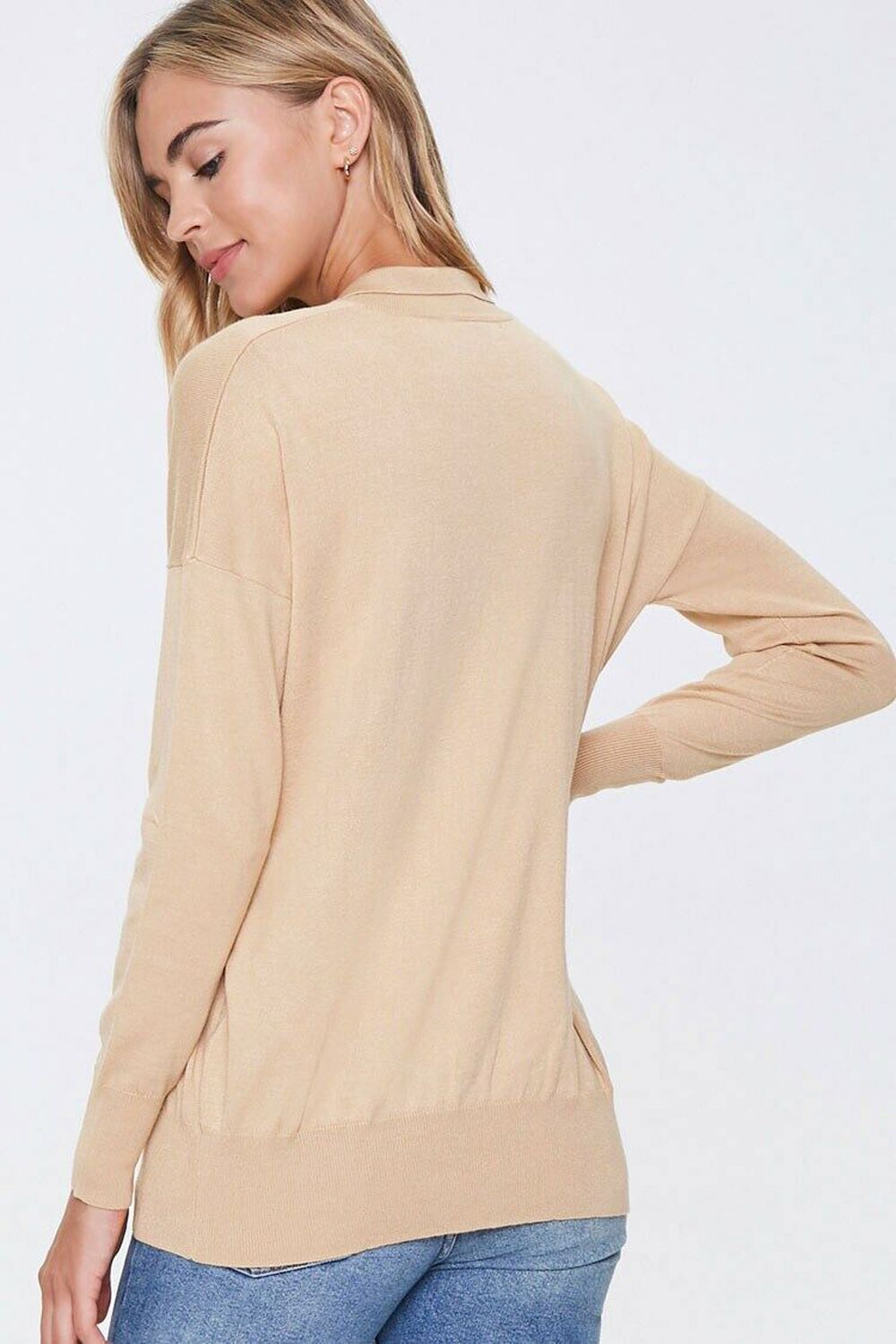 TAUPE Ribbed Collared Top, image 3