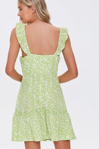 GREEN/IVORY Floral Print Flounce Mini Dress, image 3