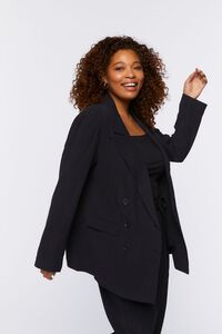 BLACK Plus Size Textured Double-Breasted Blazer, image 2