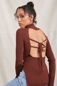 BROWN Cutout Side-Slit Sweater, image 3