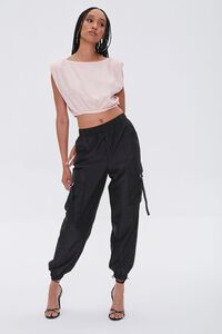 LIGHT PINK Chambray Crop Top, image 4