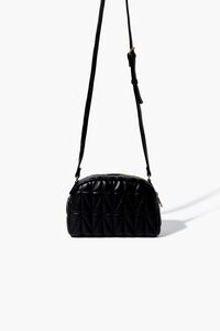 BLACK Quilted Faux Leather Crossbody Bag, image 3
