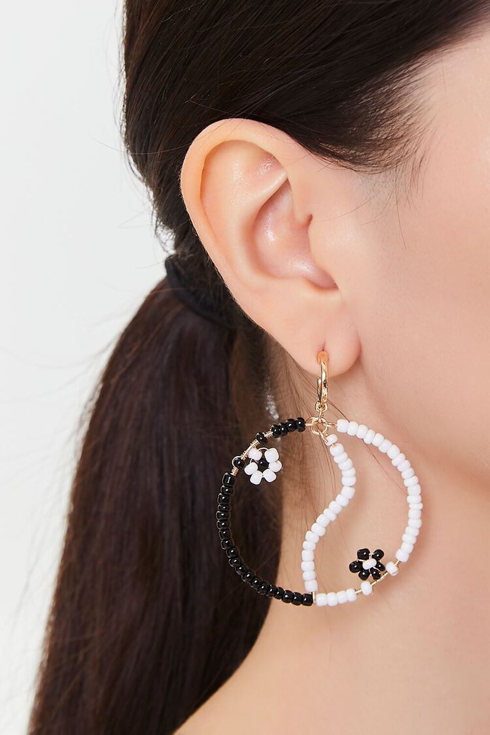 Beaded Yin Yang Drop Earrings, image 2