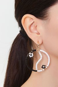 BLACK/WHITE Beaded Yin Yang Drop Earrings, image 2