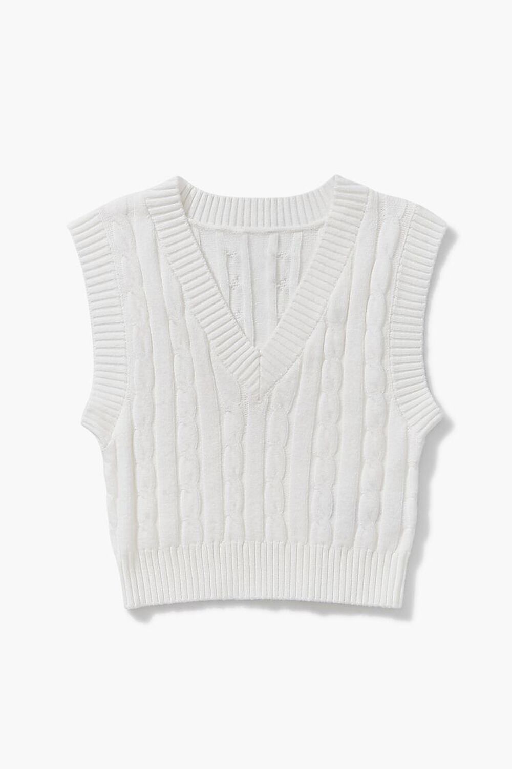 WHITE Girls Sleeveless Cable-Knit Sweater (Kids), image 1