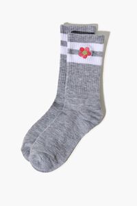 Embroidered Floral Crew Socks, image 2