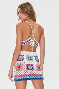 WHITE/MULTI Crochet Cropped Cami & Mini Skirt Set, image 3
