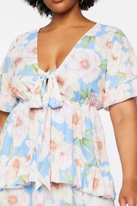 BLUE/MULTI Plus Size Floral Print Flounce Dress, image 5