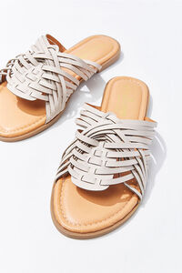 TAN Faux Leather Basketwoven Sandals, image 3