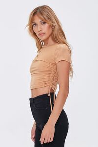 CAMEL Ruched Drawstring Cropped Tee, image 2