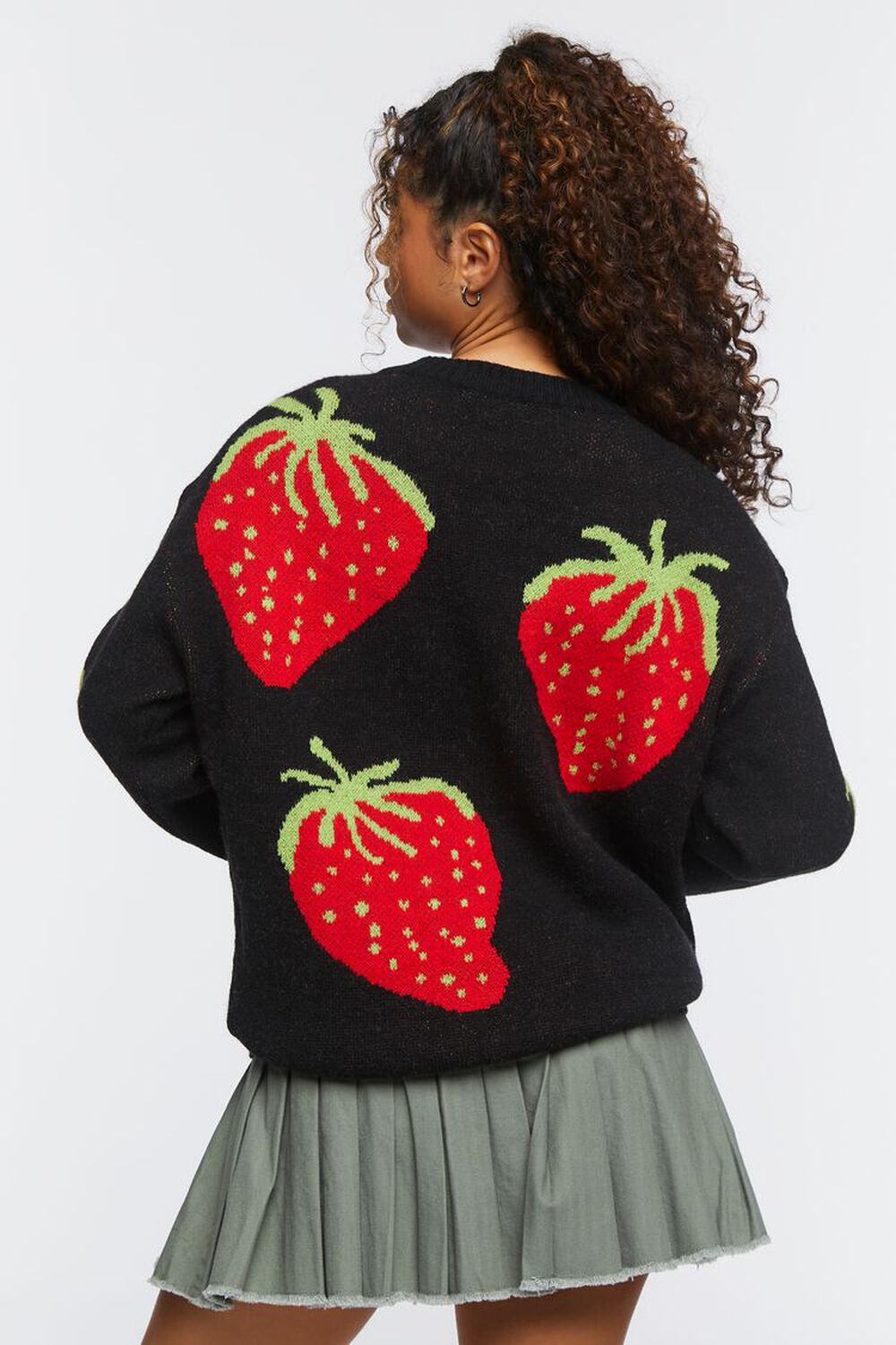 BLACK/RED Strawberry Graphic Sweater, image 3