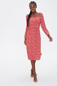 RED/TAUPE Gingham Slit Dress, image 4