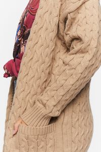 KHAKI Open-Front Cable Knit Cardigan Sweater, image 5