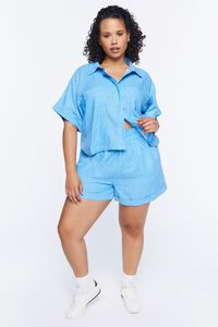 BLUE/MULTI Plus Size Checkered Print Shirt, image 4