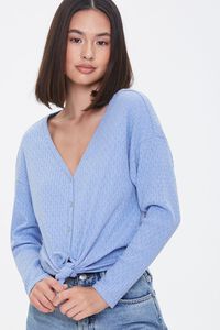 PERIWINKLE Ribbed Tie-Front Top, image 1