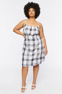 BLACK/MULTI Plus Size Plaid Mini Cami Dress, image 4