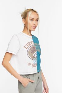 TEAL/MULTI Chevrolet Colorblock Cropped Graphic Tee, image 2