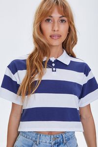 BLUE/WHITE Striped Polo Shirt, image 1