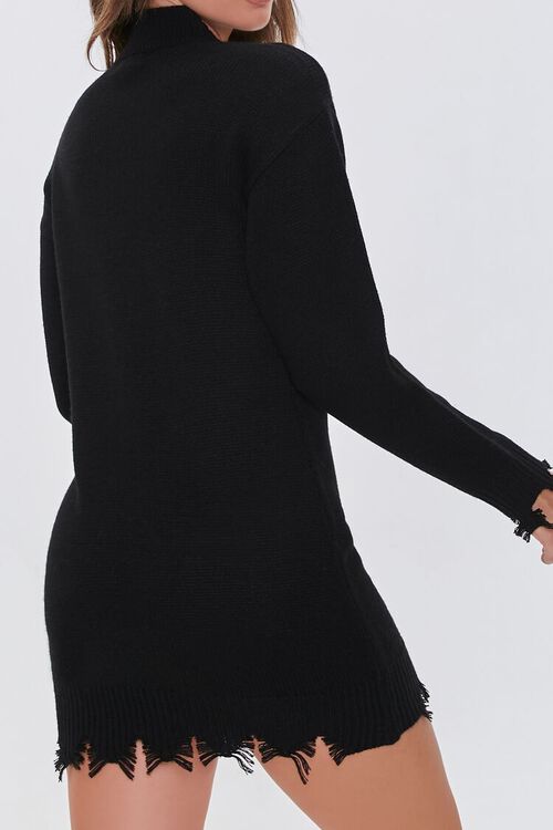 BLACK Distressed Bodycon Sweater Dress, image 3
