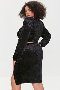 BLACK Plus Size Velvet Crop Top & Skirt Set, image 3