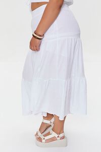 WHITE Plus Size Tiered Maxi Skirt, image 3