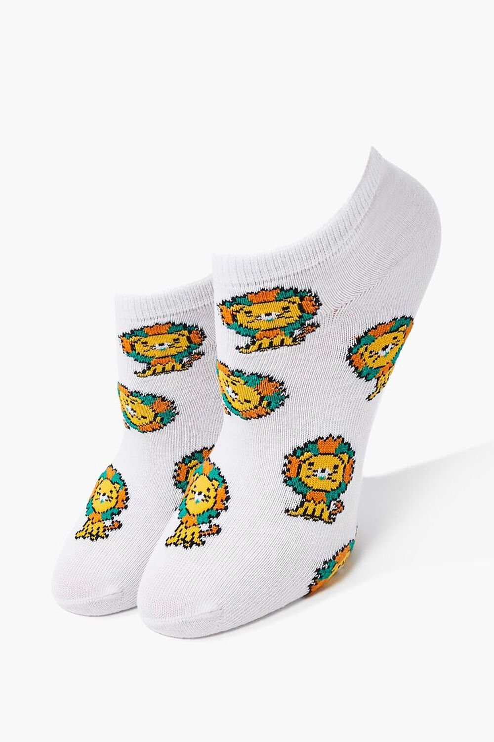 WHITE/MULTI Lion Graphic Ankle Socks, image 1