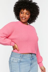 Plus Size Purl Knit Cropped Sweater, image 1