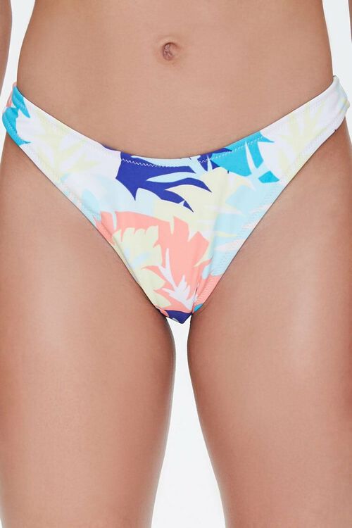 WHITE/MULTI Tropical Leaf Print Bikini Bottoms, image 2