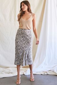 TAN/BLACK Leopard Print Midi Skirt, image 5
