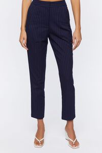 NAVY/WHITE Pinstripe Ankle Trousers, image 2
