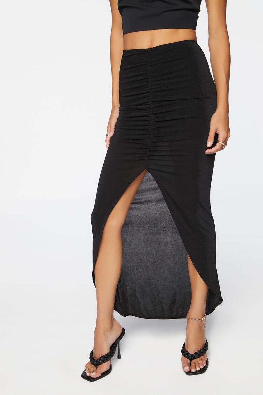 BLACK Ruched High-Low Skirt, image 2