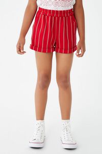 RED/CREAM Girls Striped Cuffed Shorts (Kids), image 2