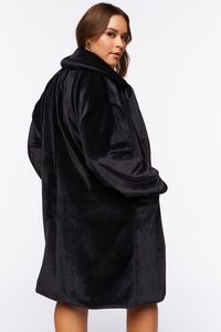 BLACK Plus Size Faux Fur Coat, image 3