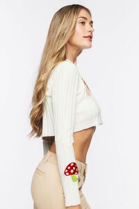 CREAM/MULTI Cropped Mushroom Cable Knit Sweater, image 2