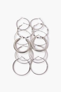 SILVER/CLEAR Twisted Hoop Earring Set, image 1