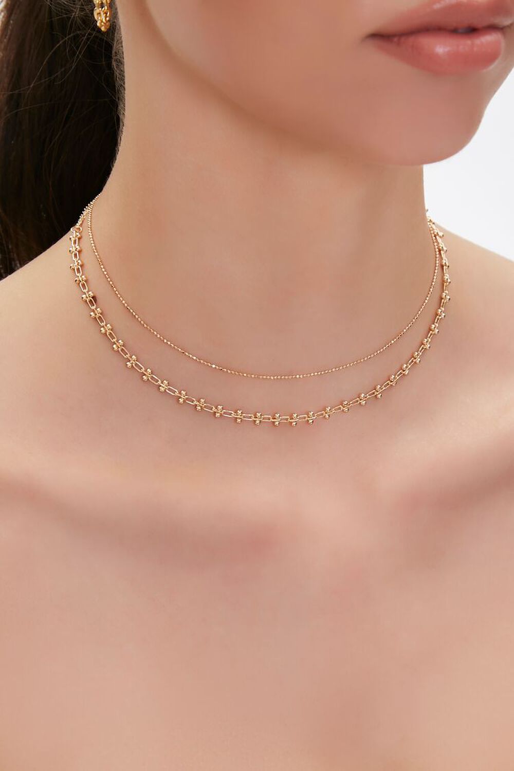 GOLD Layered Chain Choker Necklace, image 1