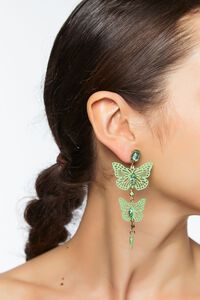 GREEN Cutout Butterfly Drop Earrings, image 1