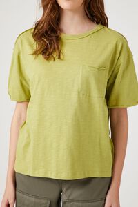 OLIVE Relaxed Raw-Cut Pocket Tee, image 5