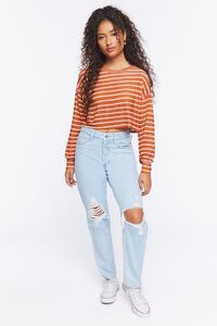 RUST/WHITE Striped Boxy Crop Top, image 4