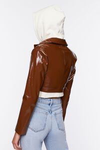 BROWN Faux Patent Leather Cropped Blazer, image 3