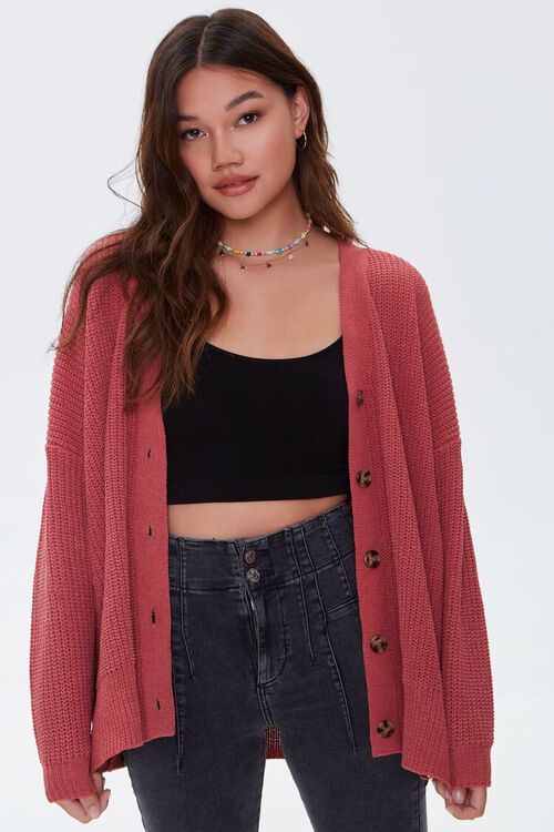 BERRY Ribbed Knit Cardigan Sweater, image 1