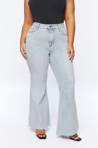 LIGHT DENIM Plus Size Raw-Cut Flare Jeans, image 2