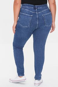 MEDIUM DENIM Plus Size Whiskered Skinny Jeans, image 4