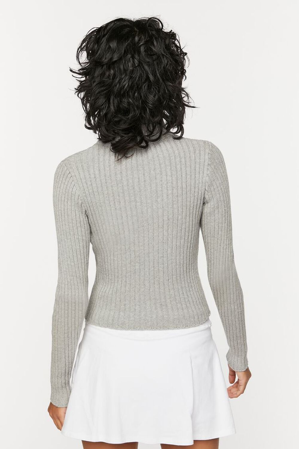 HEATHER GREY Half-Zip Funnel Neck Sweater, image 3