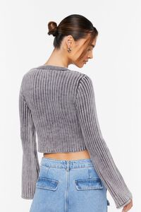 CHARCOAL Ribbed Bell-Sleeve Crop Top, image 3