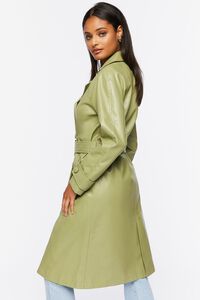 SAGE Faux Leather Double-Breasted Trench Coat, image 2