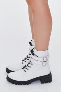 WHITE Buckled Lace-Up Booties, image 2