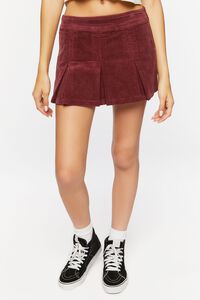 MERLOT Pleated Corduroy Mini Skirt, image 2